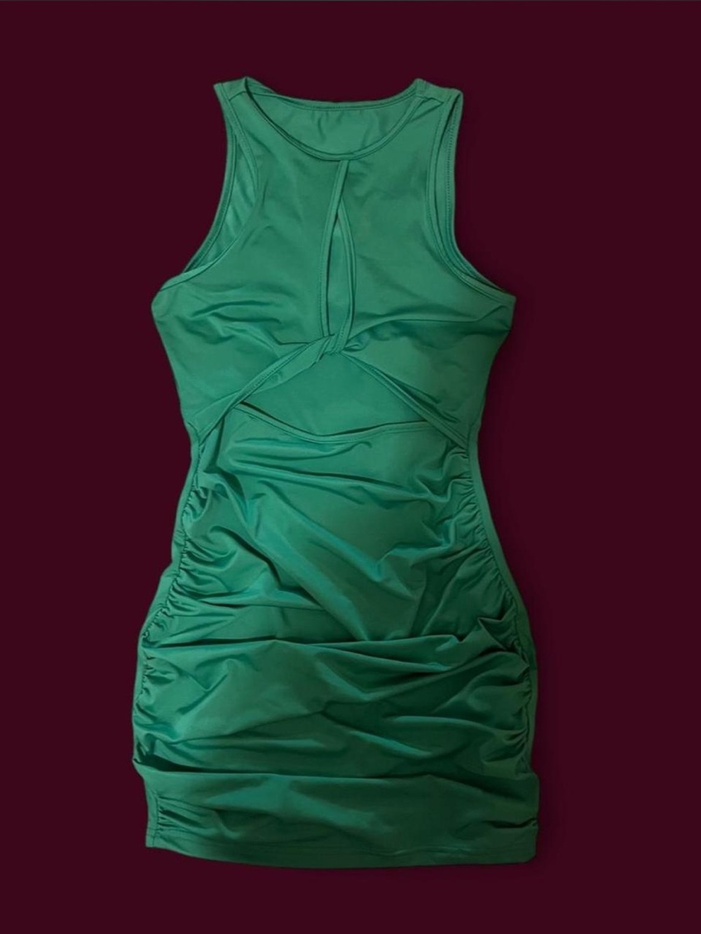 Green Cutout Ruched Bodycon Dress